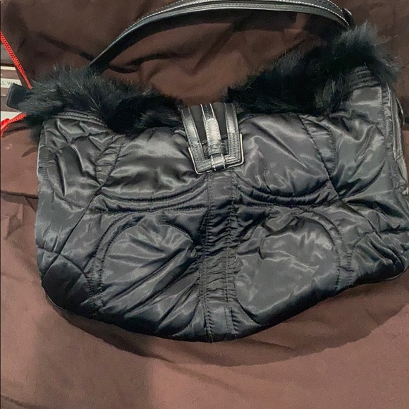 Coach Bags Coach Limited Edition Black Fur Trim Shoulder Bag Poshmark